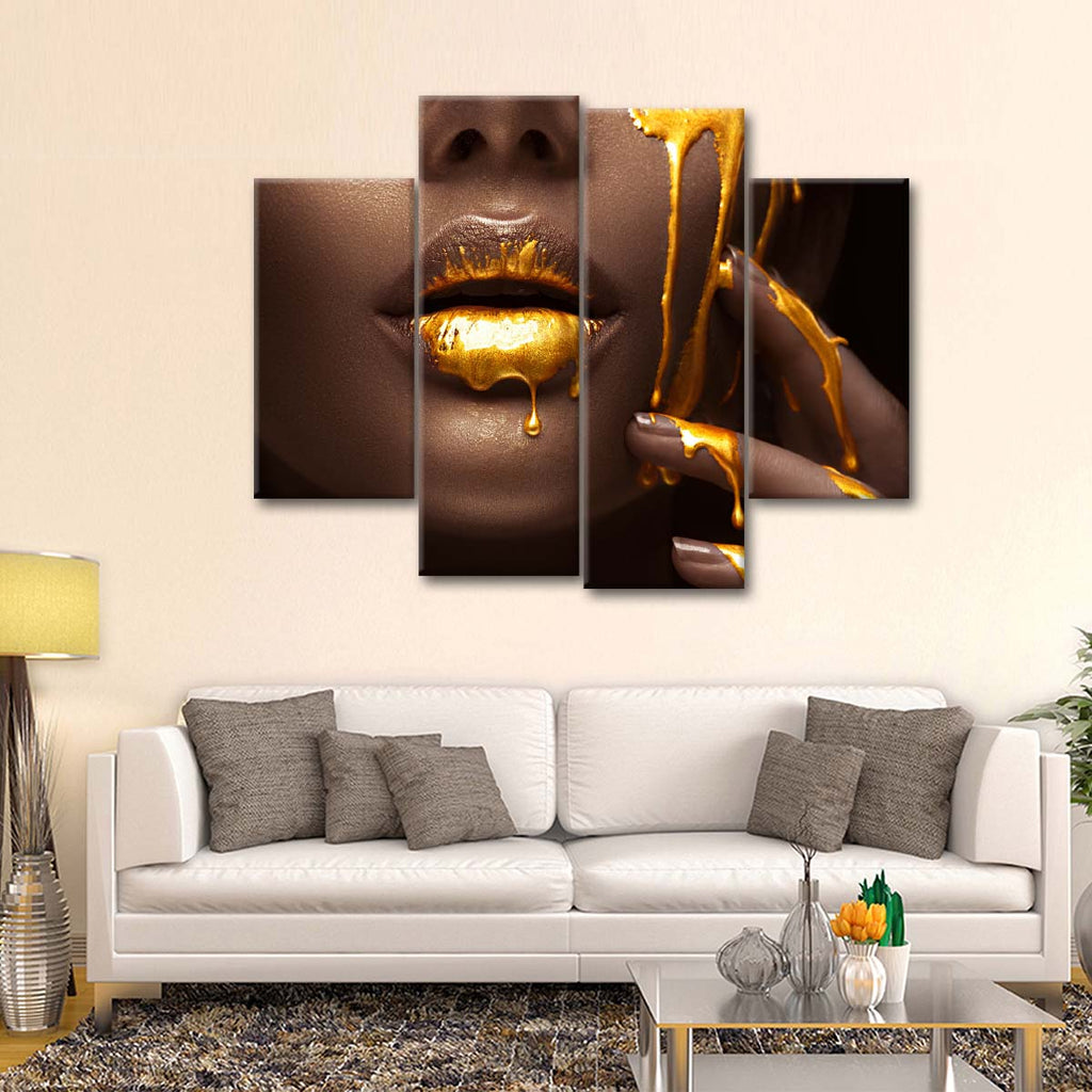 Gold Makeup Multi Panel Canvas Wall Art | ElephantStock