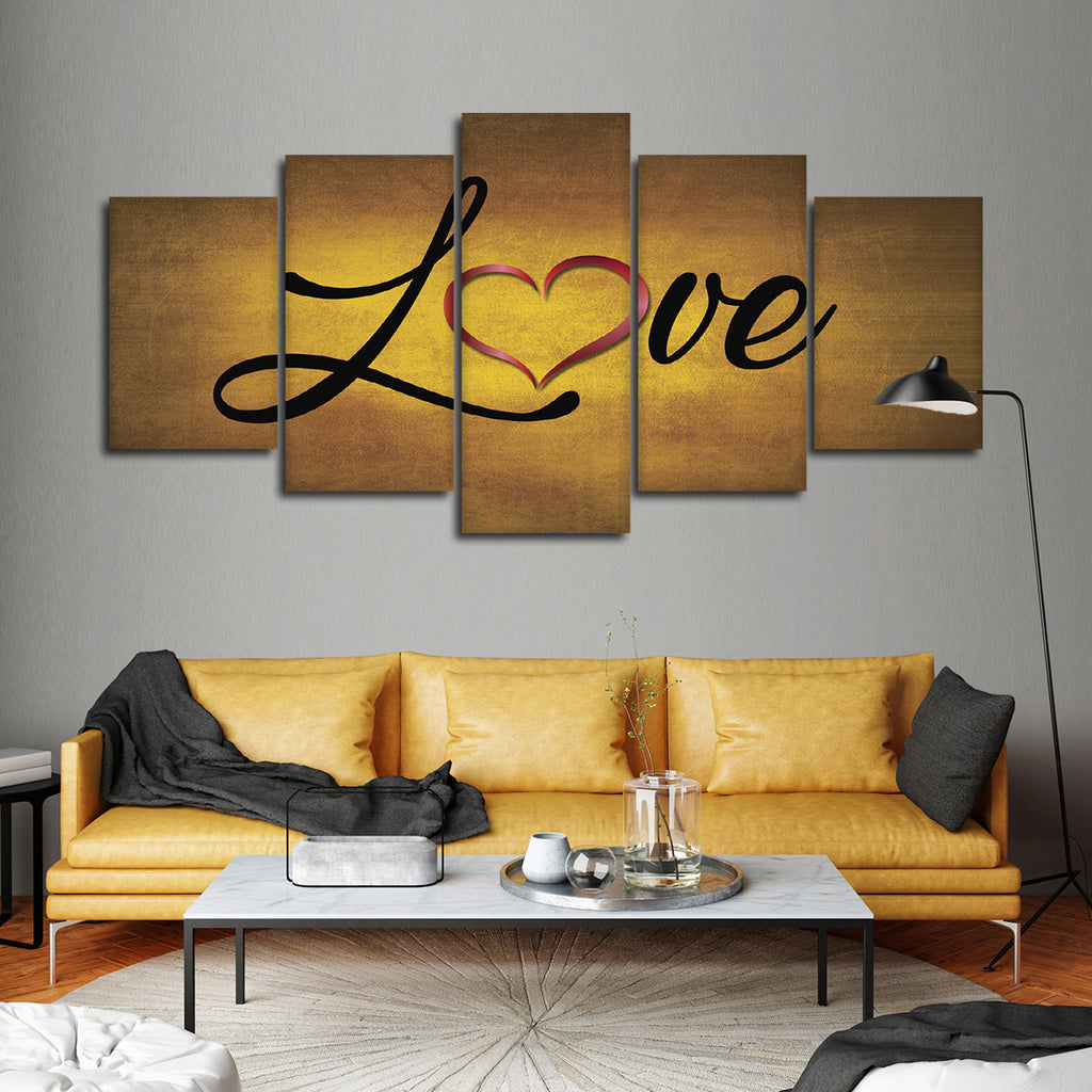 Golden Love Multi Panel Canvas Wall Art Elephantstock 7166