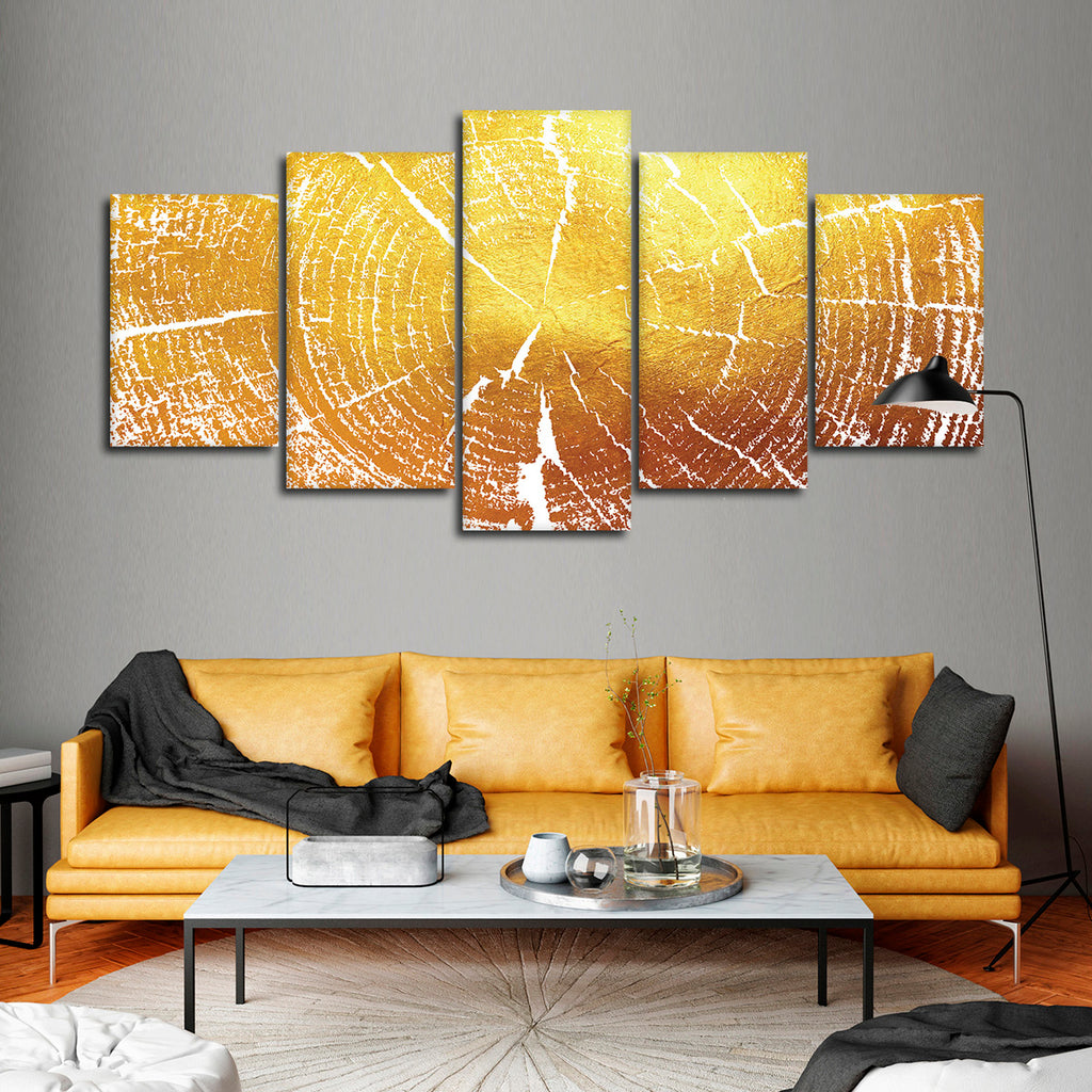 Golden Tree Rings Wall Art | Digital Art