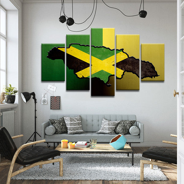 Jamaican Island Flag Multi Panel Canvas Wall Art Elephantstock