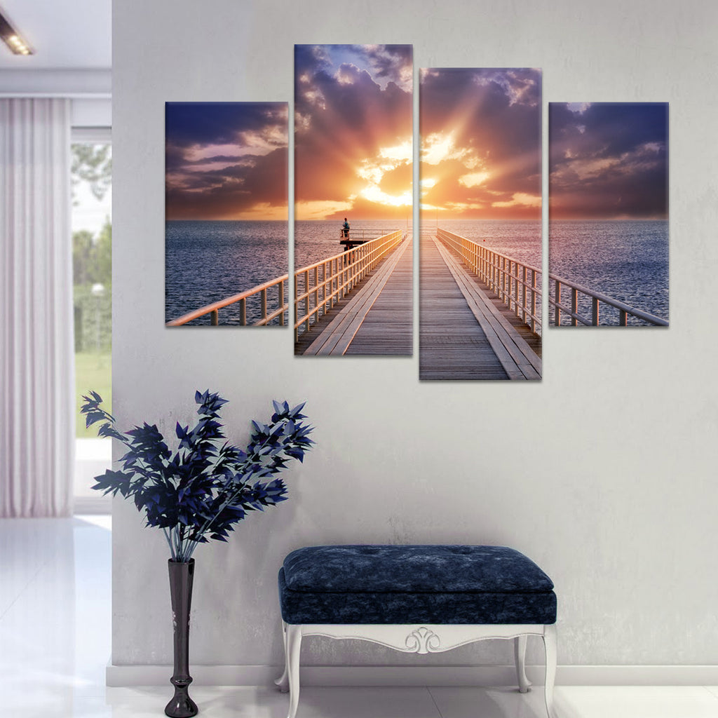 Pier at Sunset Multi Panel Canvas Wall Art | ElephantStock