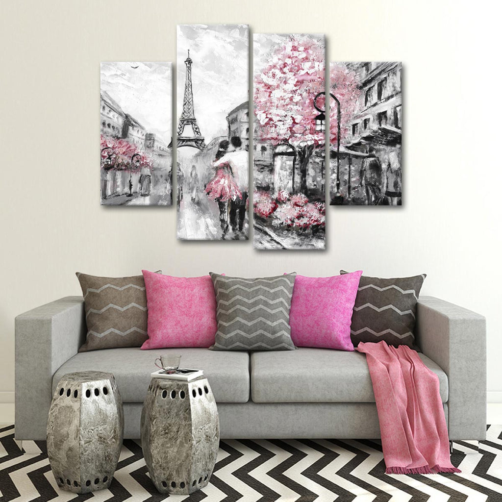 Pink Paris Pop Multi Panel Canvas Wall Art Elephantstock