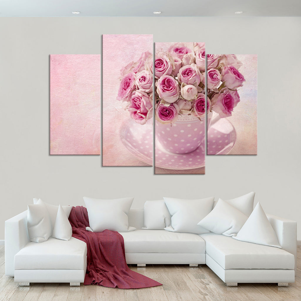 Teacup Pink Roses Wall Art | Photography