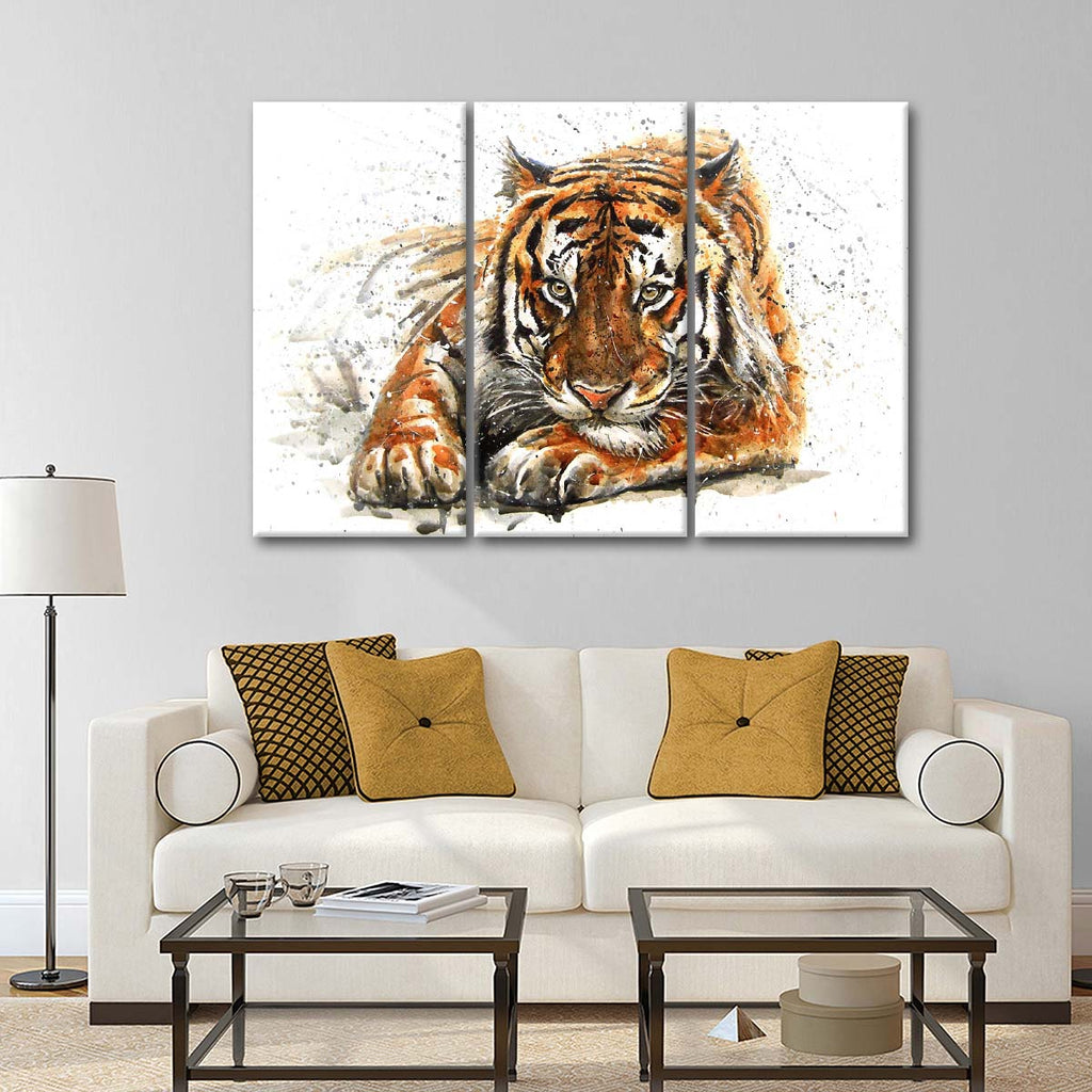 Tiger Painting Multi Panel Canvas Wall Art | ElephantStock