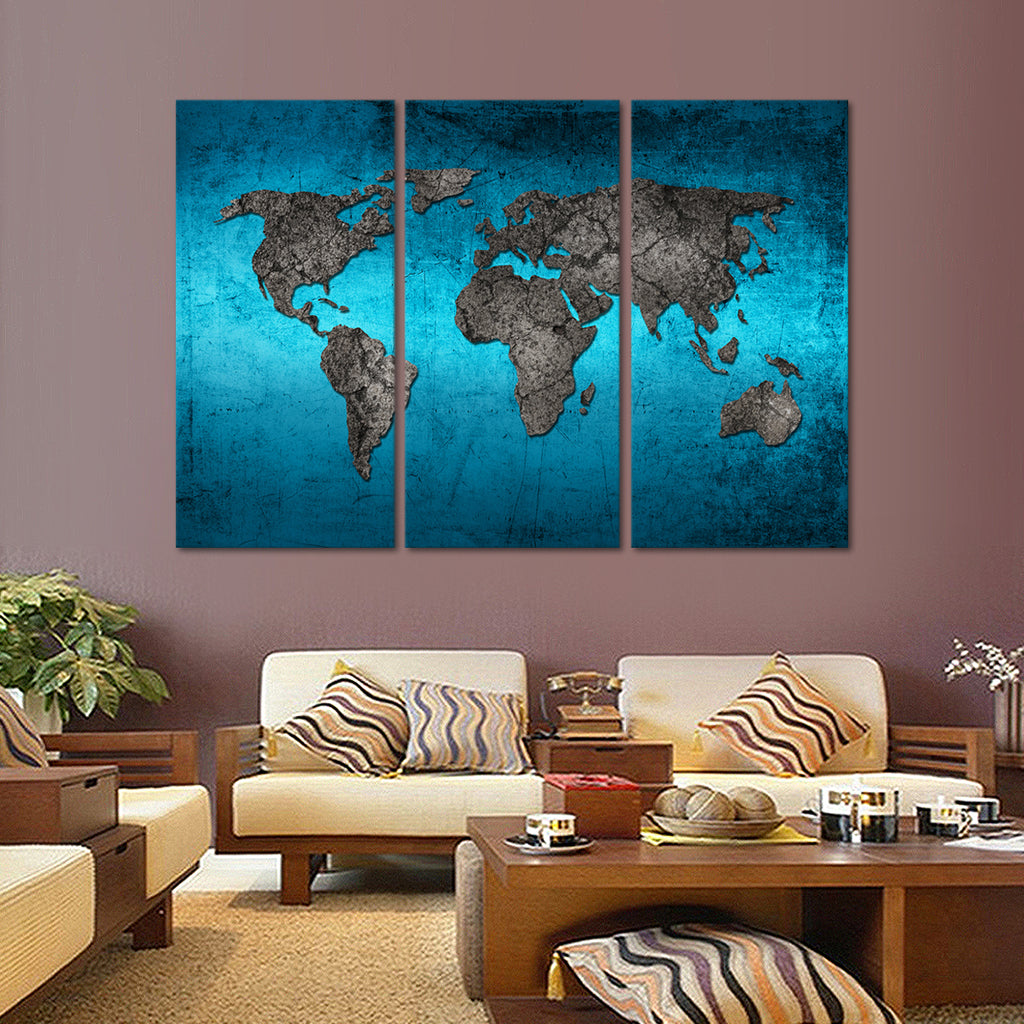 Ocean World Map Multi Panel Canvas Wall Art Elephantstock