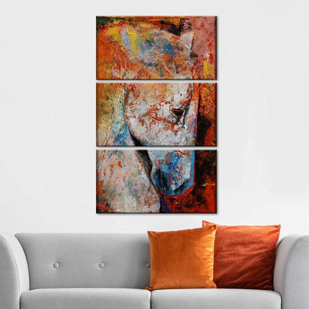 White Abstract Horse Wall Art