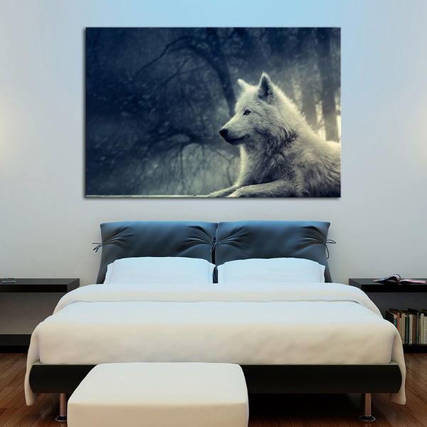 White Wolf Multi Panel Canvas Wall Art | ElephantStock
