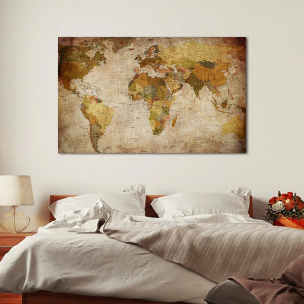 World Map Multi Panel Canvas Wall Art Elephantstock