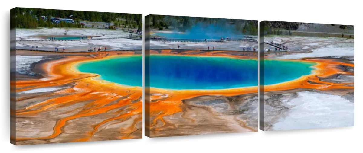 Americanflat Yellowstone National Park Grand Prismatic Springs 5 Piece Grid  Canvas Wall Art Room Decor Set - Modern Home Decor Wall Prints : Target