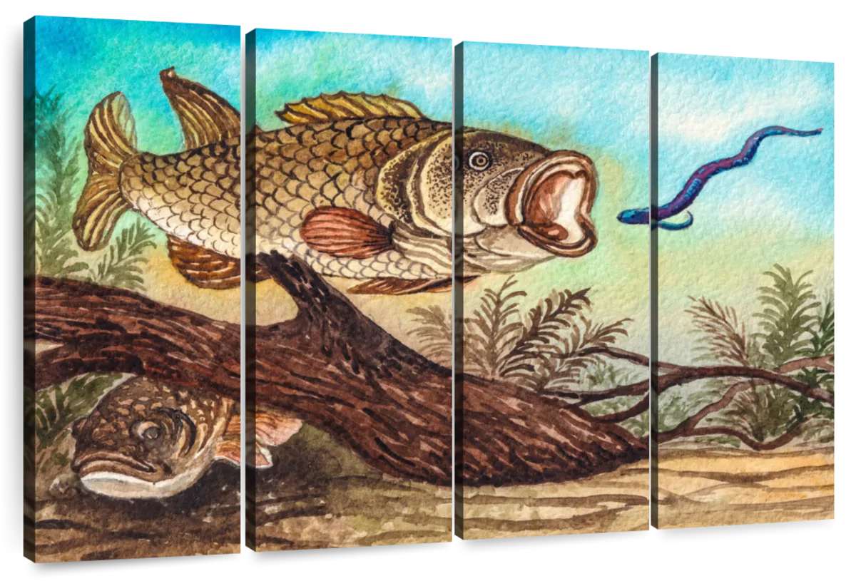 Prixas Print Large Mouth Bass Fish Canvas Wall Decor, Painting for Living  Room Bedroom Gallery Wrapped, Blue 20x30 Inch