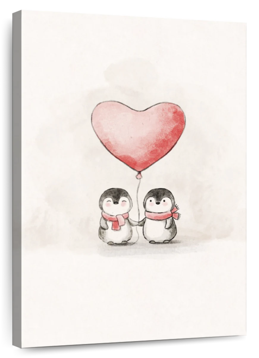 penguin love drawing