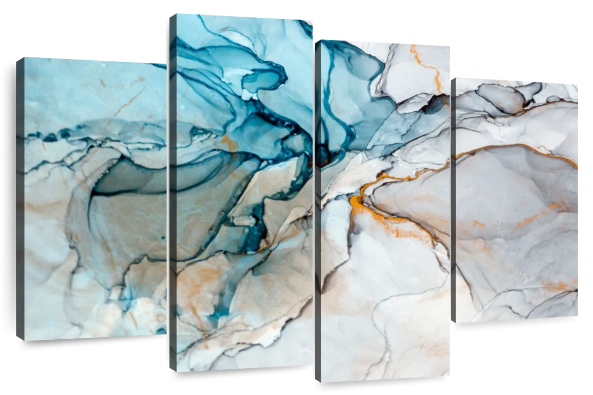 Blue Liquid Marble Abstract Wall Art | Watercolor