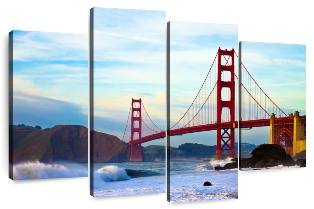 San & Bridge Francisco Gate Frames Posters Art: Golden Canvas Prints,