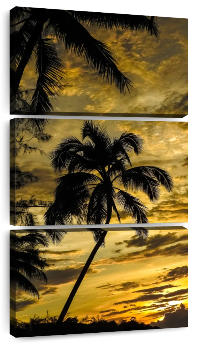 palm tree silhouette sunset painting