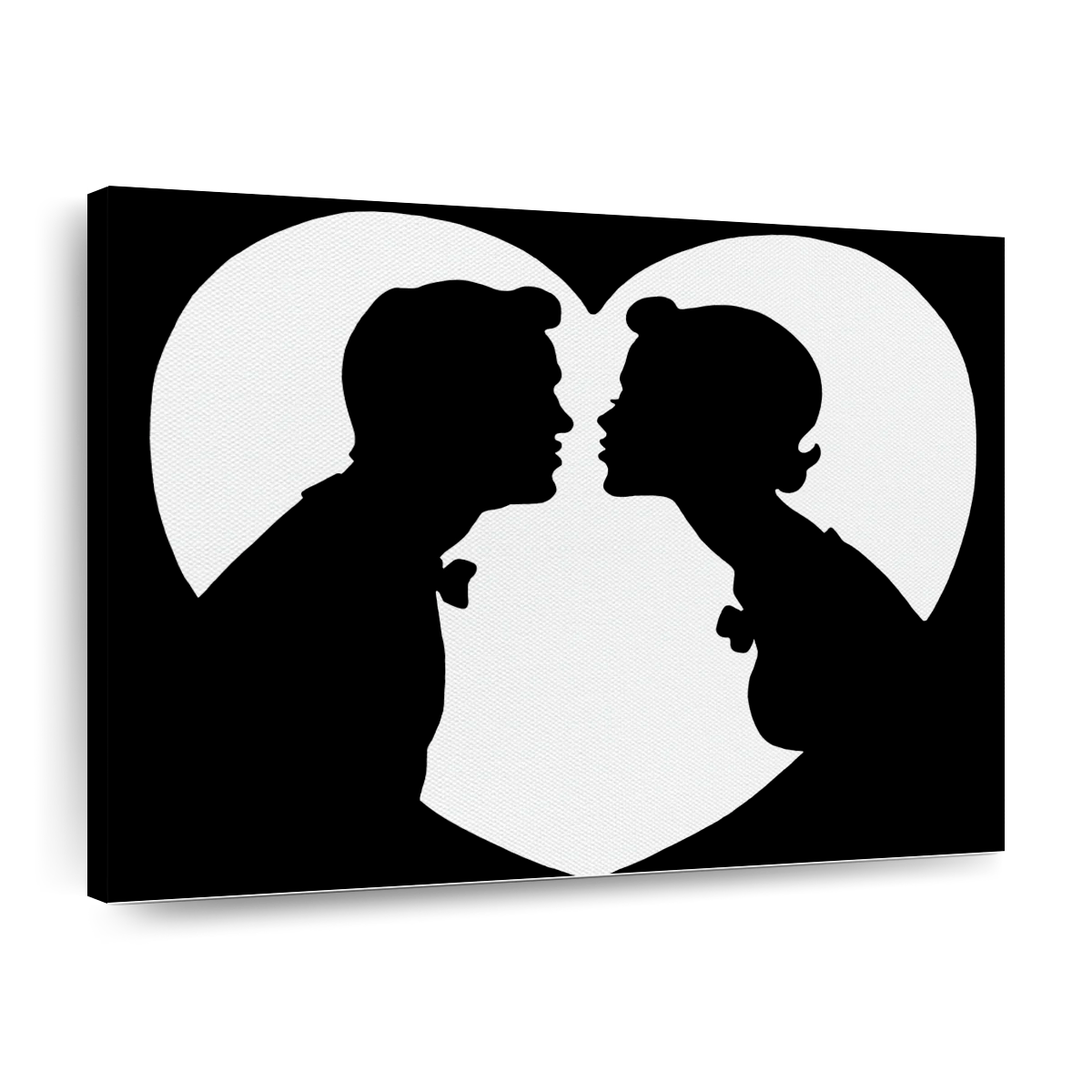 silhouette couple kissing painting