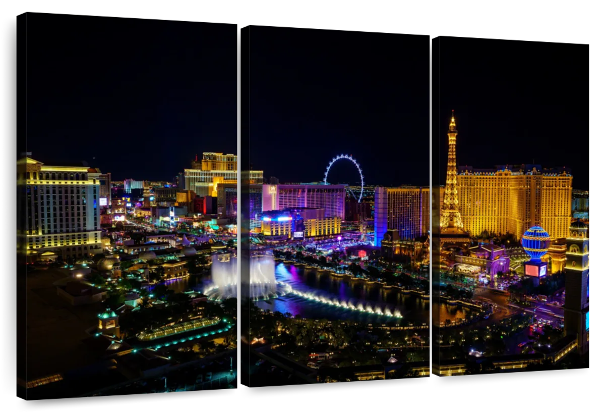 USA, Nevada, Las Vegas, The Strip at night, elevated view Wall Art, Canvas  Prints, Framed Prints, Wall Peels