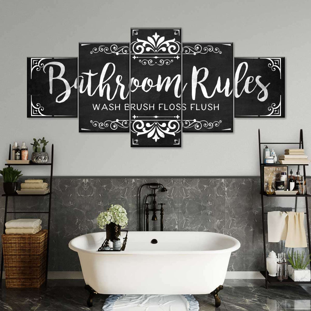 Vintage Bathroom Rules Sign Wall Art | Digital Art
