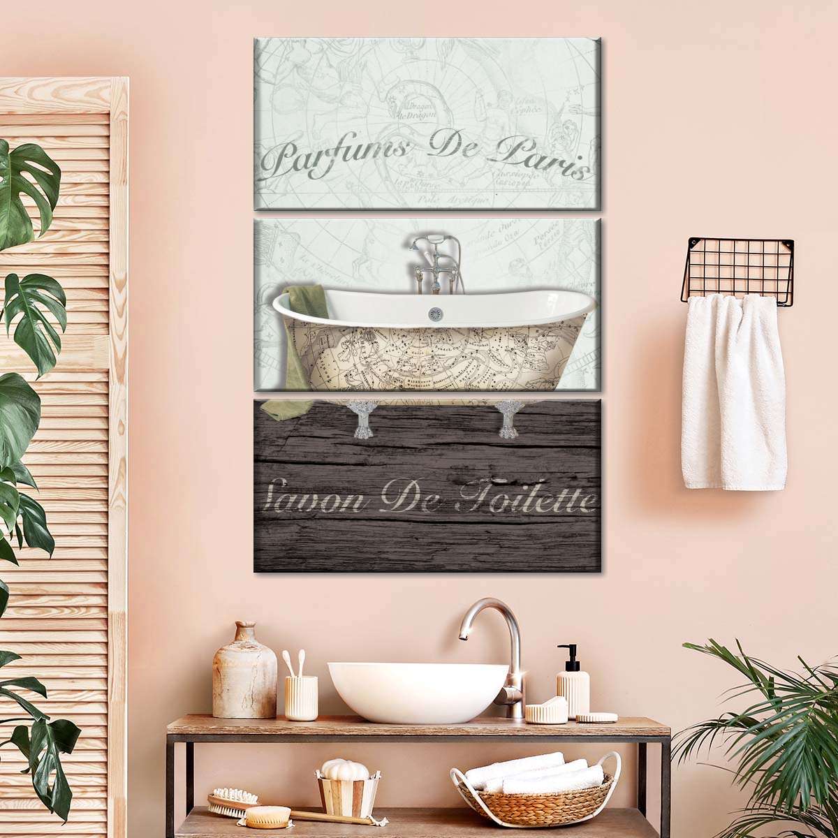 Pink Paris Bathroom Decor/ Bathroom Wall Art/ Bathroom Paris 