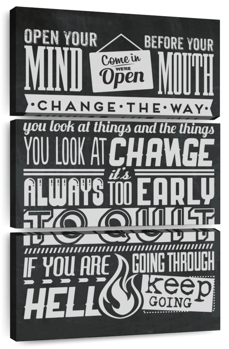 Small Chalkboard Motivational Quote Open Your Mind Hanging White