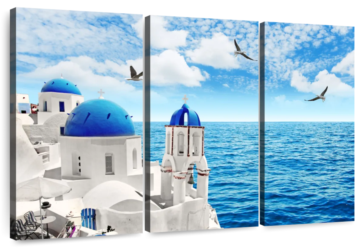 Poster con cornice - View Over Santorini Dimensione HxL: 20cm x