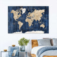 Wood Textured World Map Wall Art