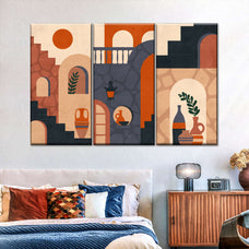 Abstract Midcentury Architecture Wall Art | Digital Art