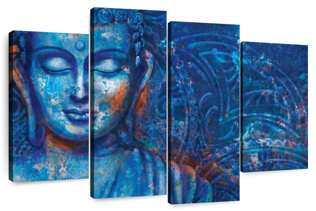 Stained Blue Buddha Wall Art | Digital Art