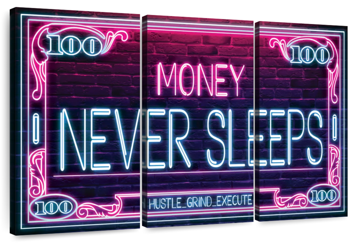 Picture On Canvas Creative Pink Dollar Money Never Sleeps Prints