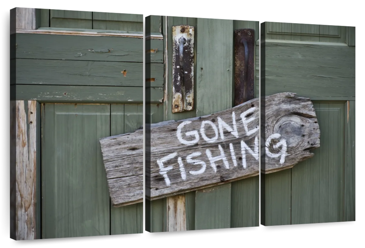 Rustic Gone Fishing Sign Wall Art: Canvas Prints, Art Prints