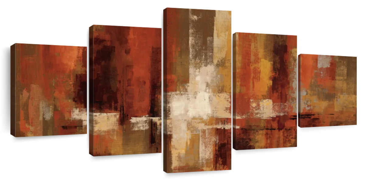 set Of 2) 24 X 30 Earth Abstract Framed Canvases Brown