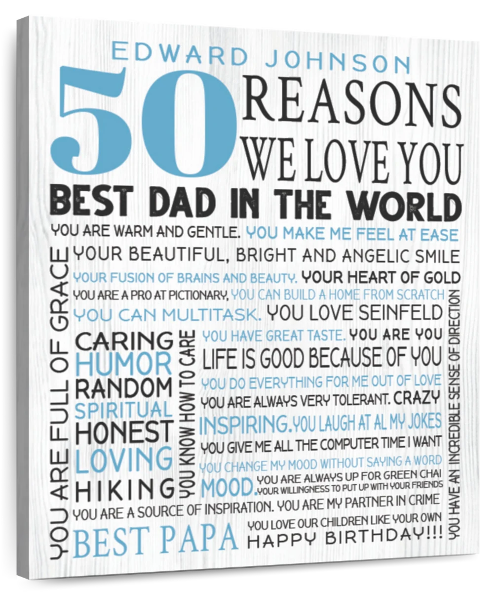 Personalized Reasons We Love You Dad Wall Art: Canvas Prints, Art