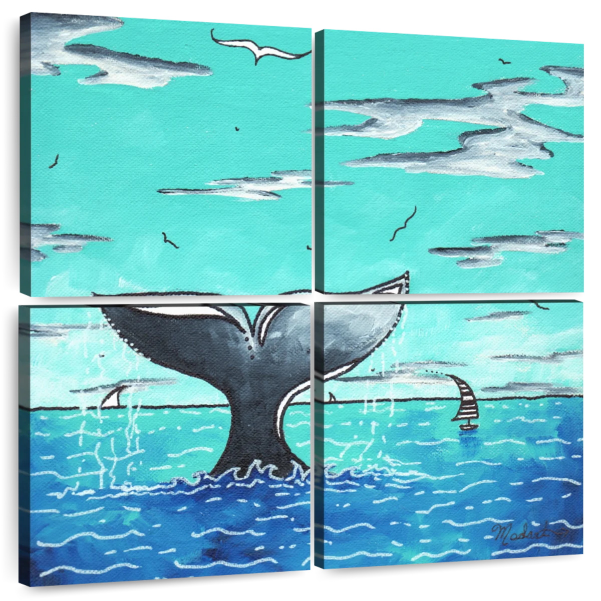 Surreal Aqua Orca Wall Art - BIG Wall Décor