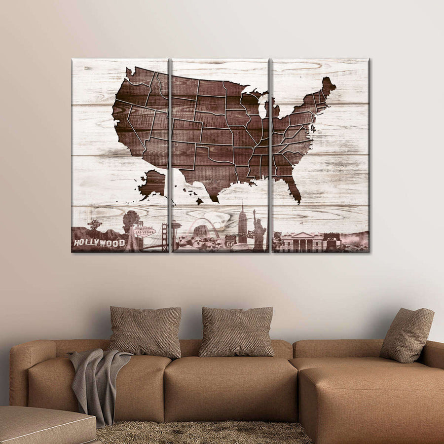 Wooden USA Map Wall Art | Digital Art