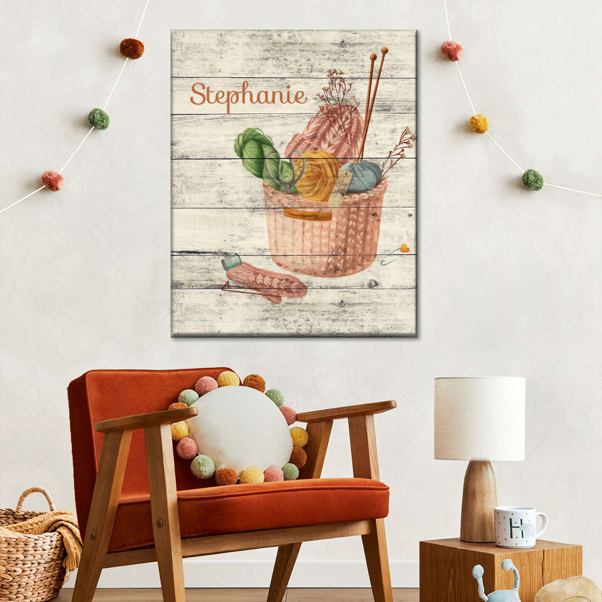 Personalized Knitting Basket Art: Canvas Prints, Frames & Posters
