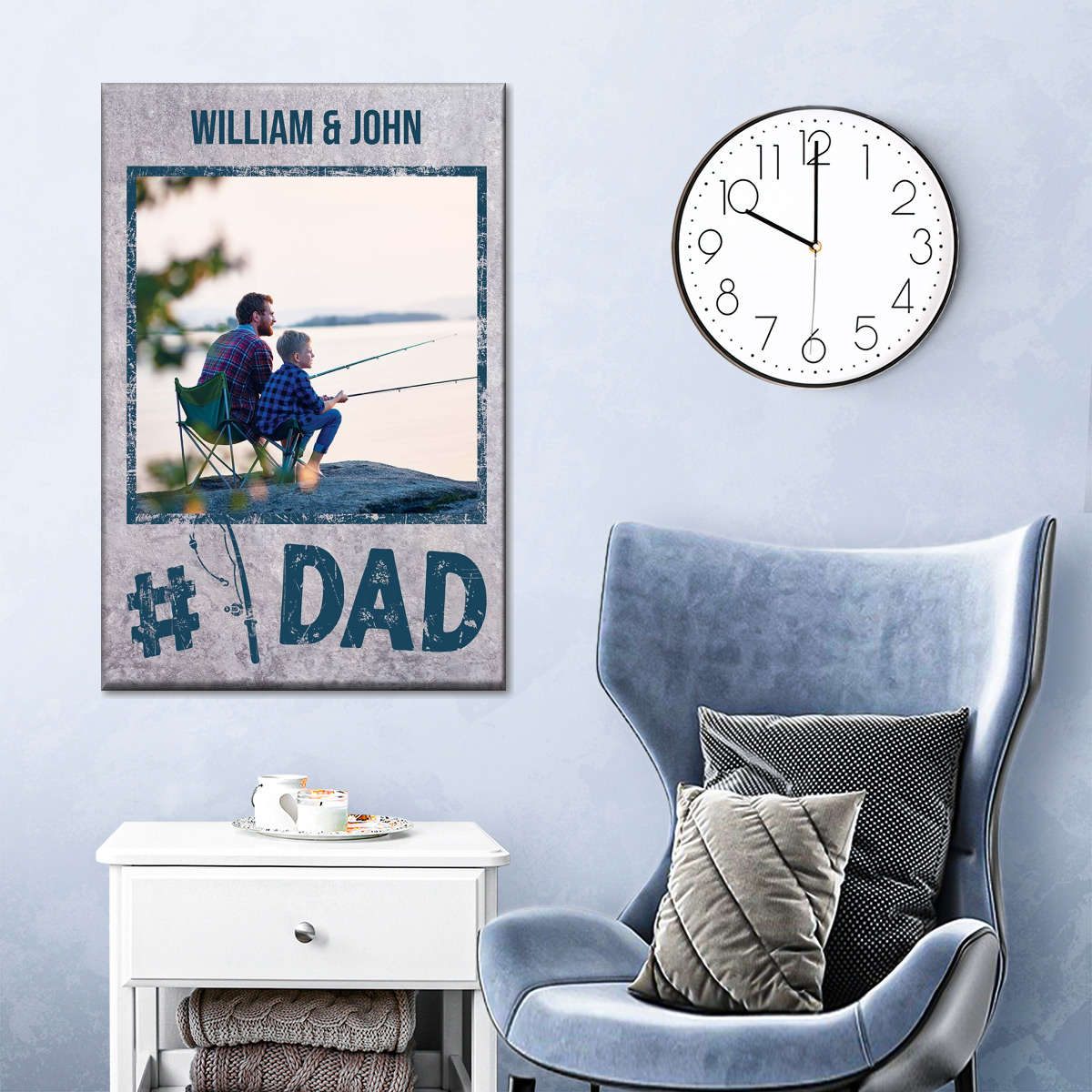 Personalized Blue Grunge Dad Wall Art: Canvas Prints, Art Prints ...