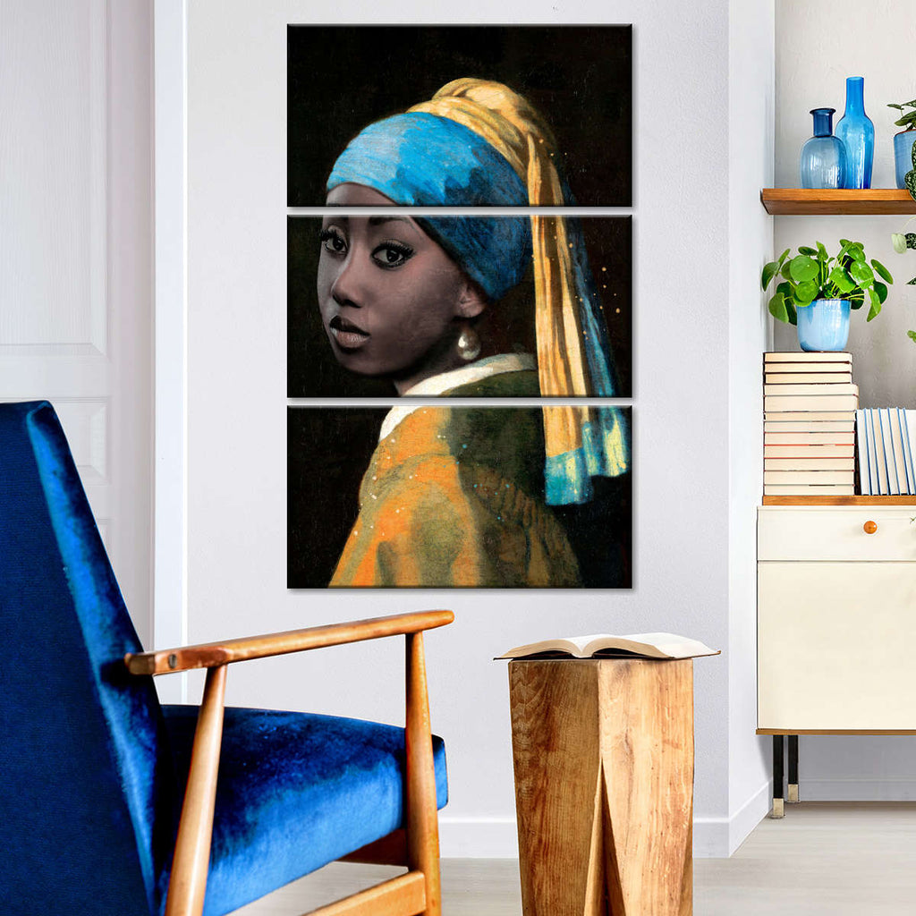 The Girl With Pearl Earring Inspired African American Wall Art | Painting
