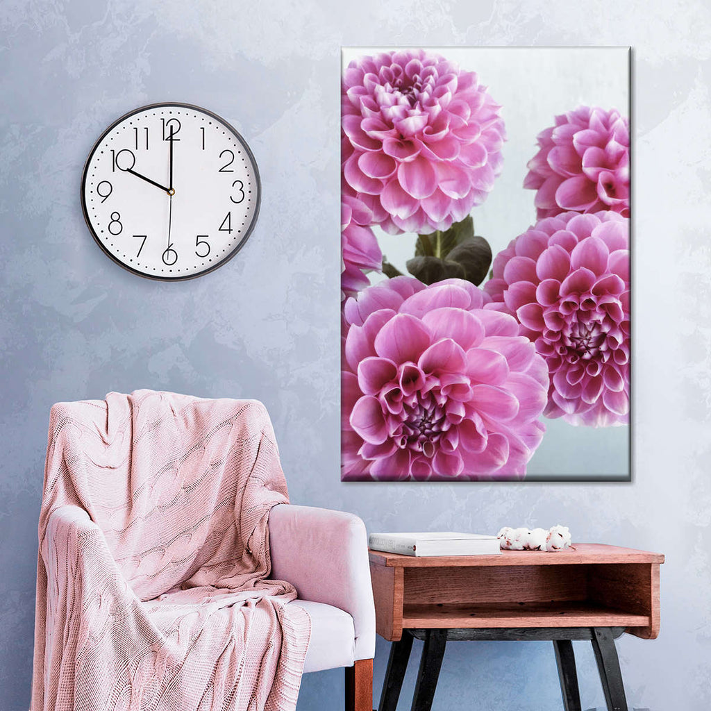 Rounded Pink Dahlias Wall Art | Photography