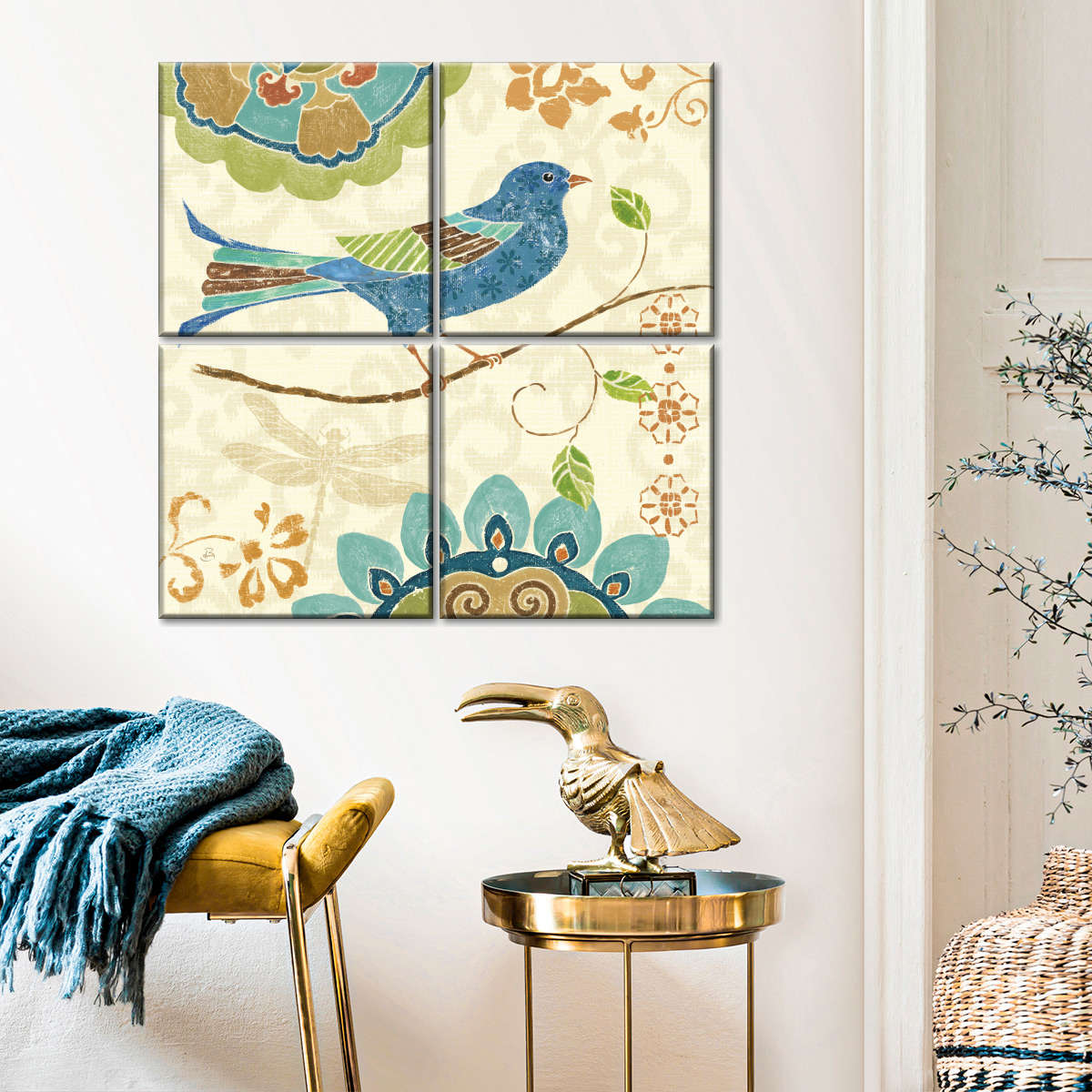 Eastern Tales Birds I Wall Art Painting by Daphne Brissonnet