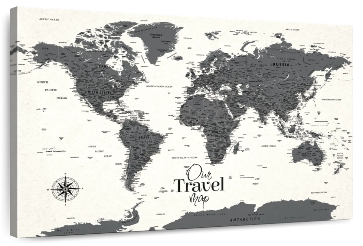 Our Travel I Push Pin World Map Wall Art Digital Art