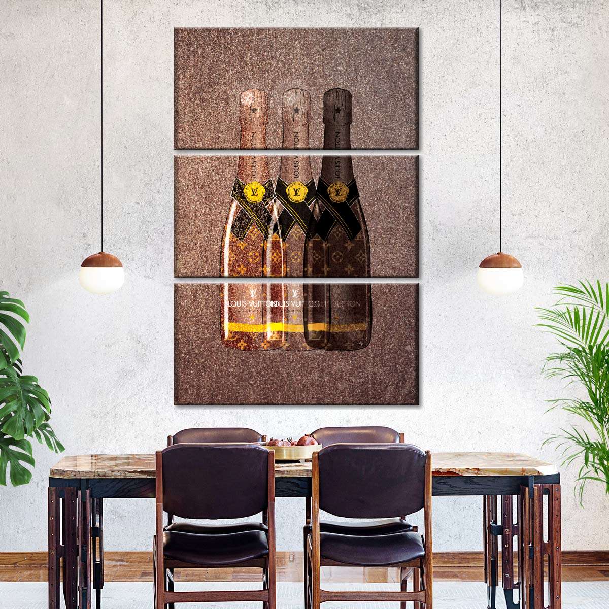 Framed Canvas Art (Gold Floating Frame) - LV Champagne Bottle by Martina Pavlova ( Food & Drink > Drinks > Champagne art) - 26x18 in