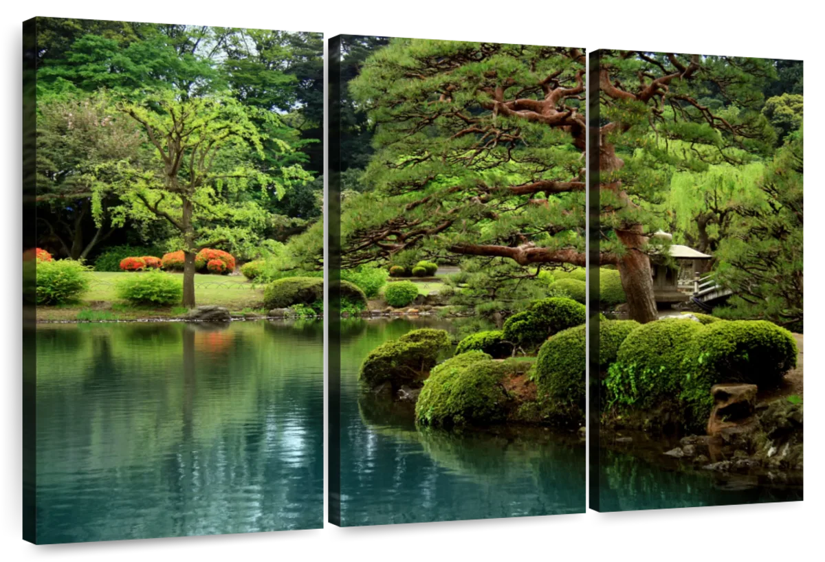 Calm Zen Lake and Bonsai Trees in Tokyo Garden – beautiful poster wall art  – Photowall