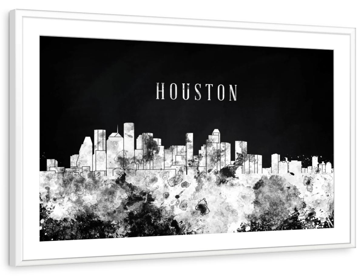 Houston, Texas Skyline Print: White Baseball