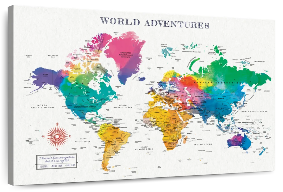 Push Pin World Map (Pin Board) - Golden Aged