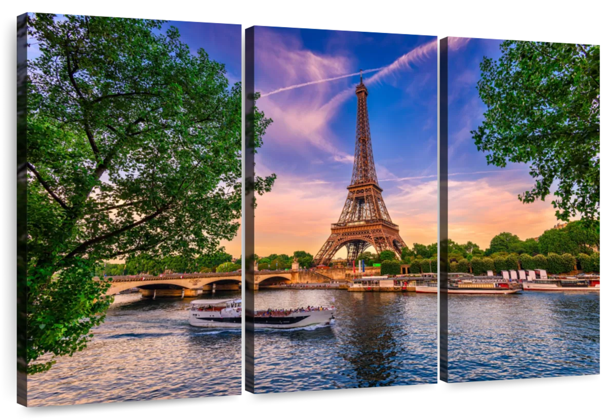 View of City and Eiffel Tower, Paris, France. Poster Print - Multi - 48 x 32