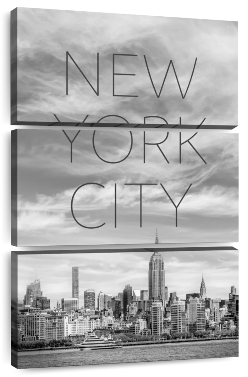 New York City Prints Black and White: Midtown Manhattan and Times