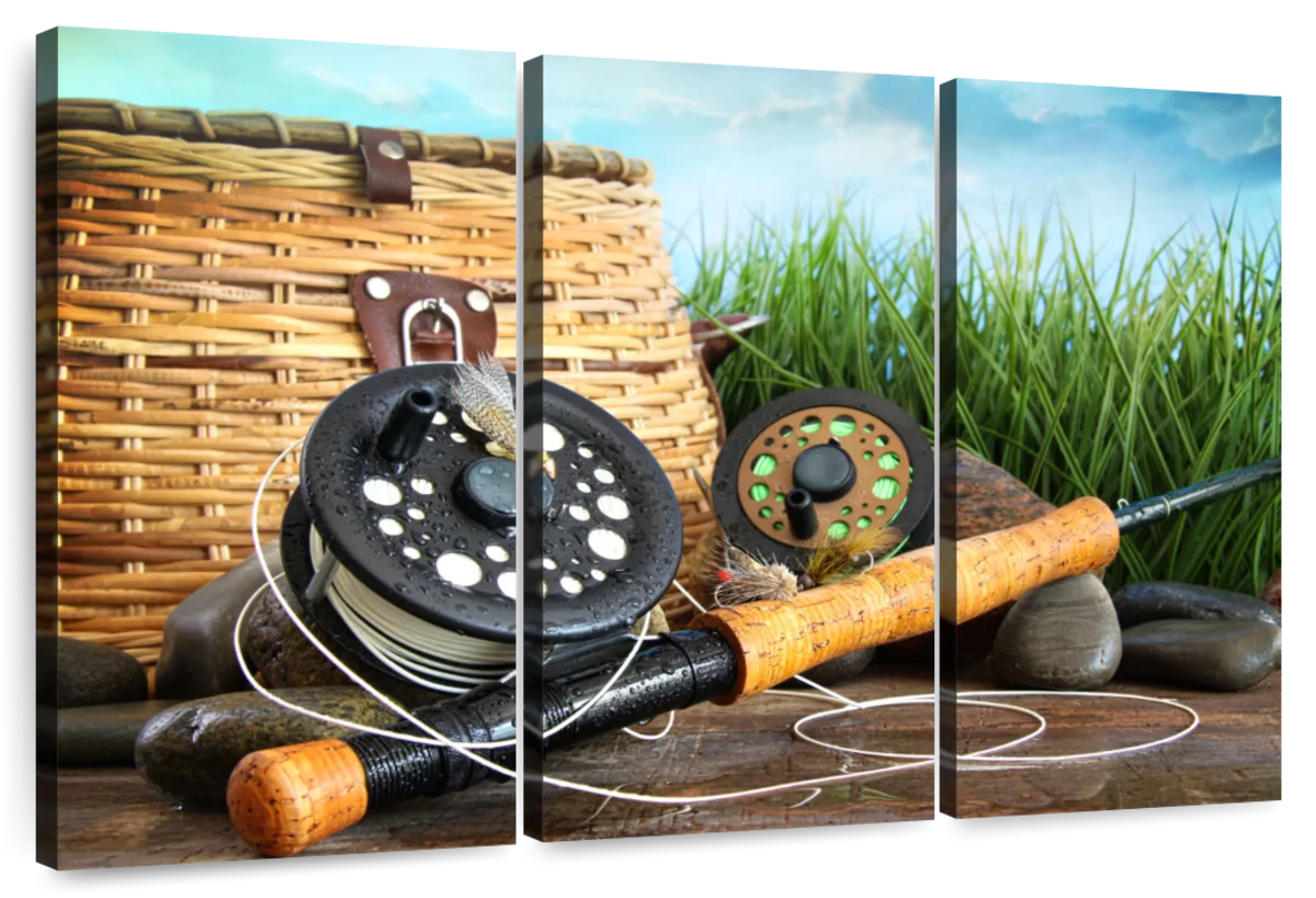 Fly Fishing Rod And Basket Wall Art: Canvas Prints, Art Prints & Framed  Canvas