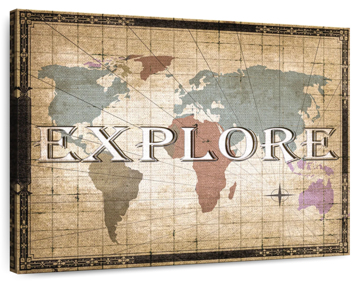 Vintage Explore World Map Wall Art Digital Art 5271