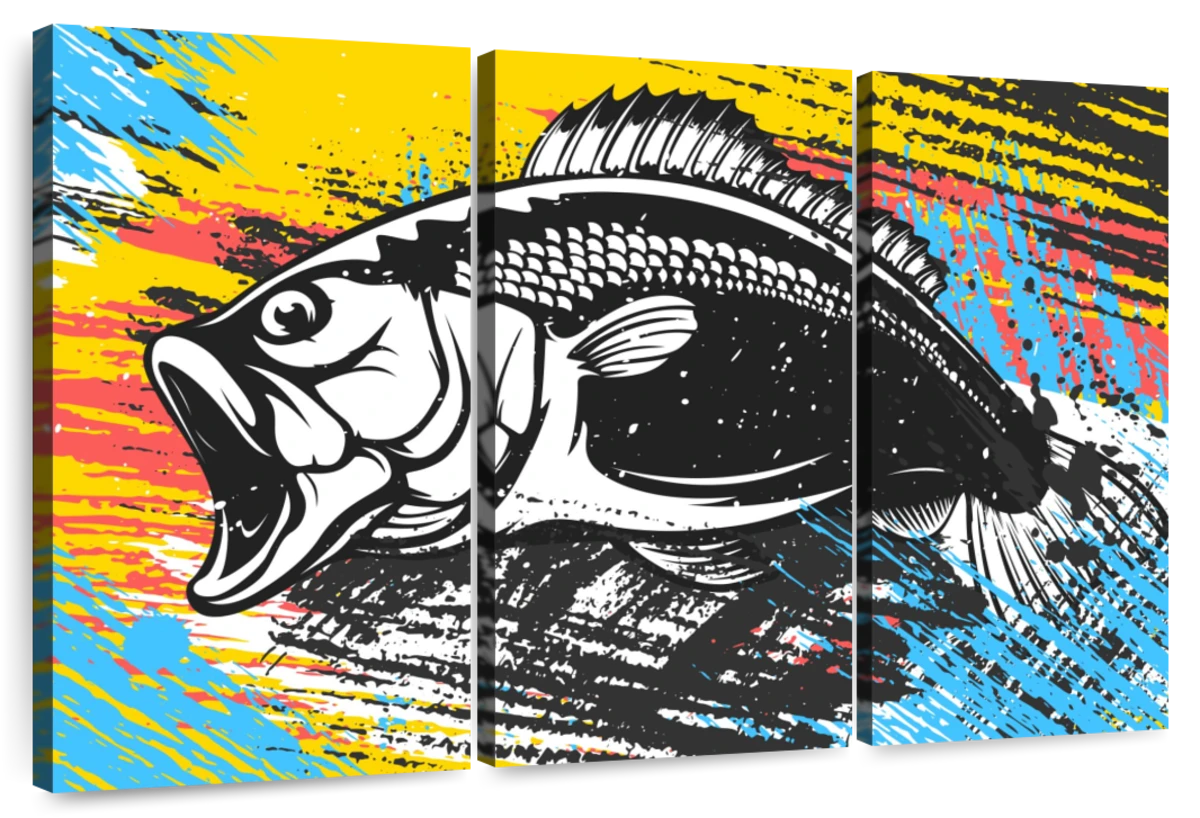 Bass, Bass Art, Bass Painting, Fish, Fishing, Freshwater, Digital Download,  Wall Decor, Fishing Art, Fishing Decor, Fishing Painting