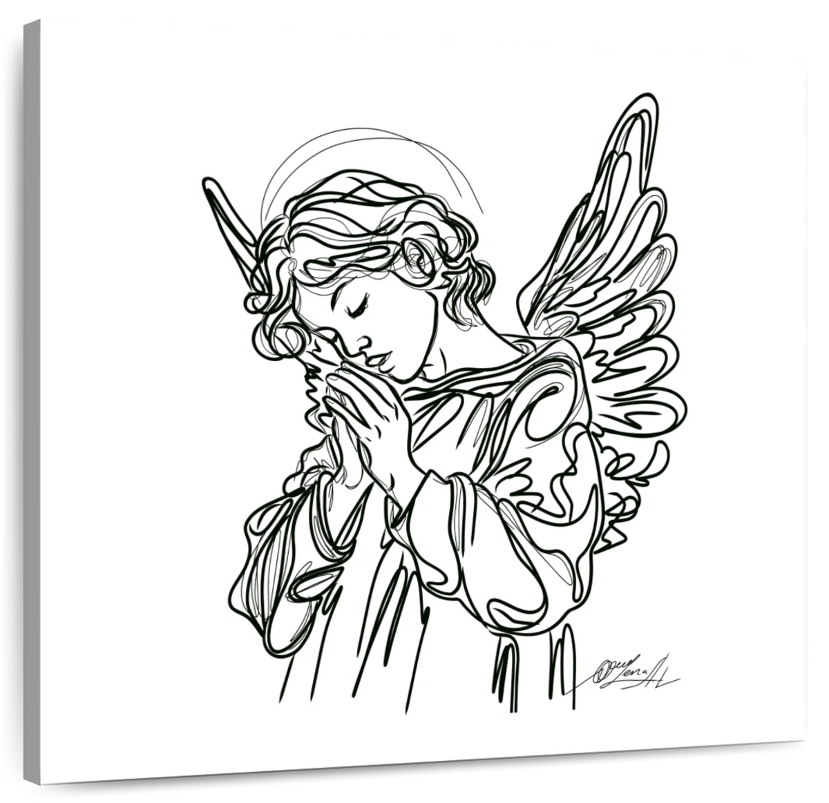 guardian angel line drawing