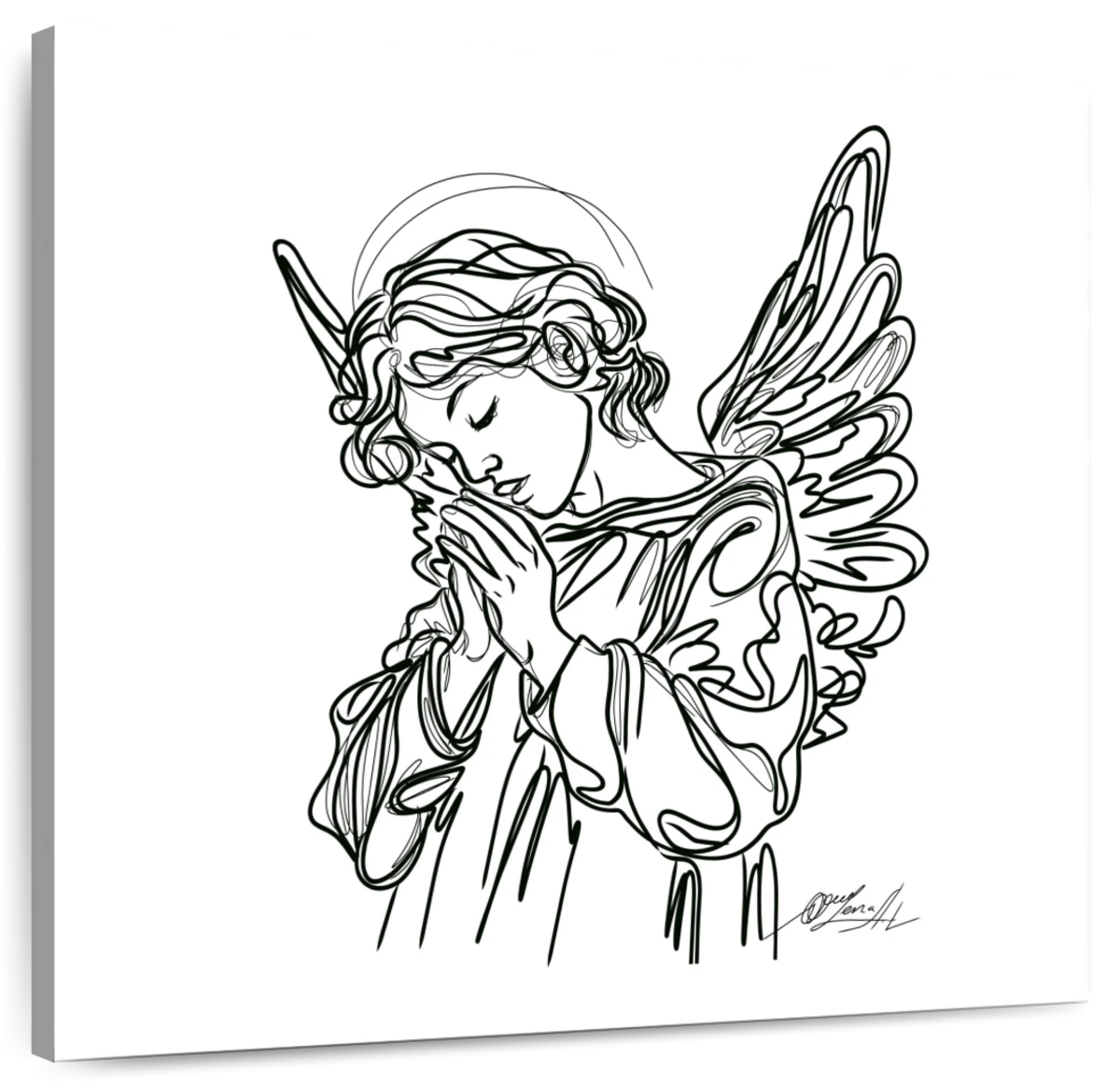 guardian angel drawings black and white